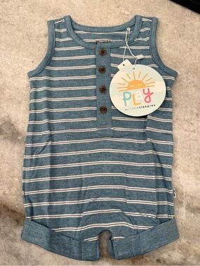 NWT Play by Littlesleepies Blue Striped Baby Boy Romper 0-3M